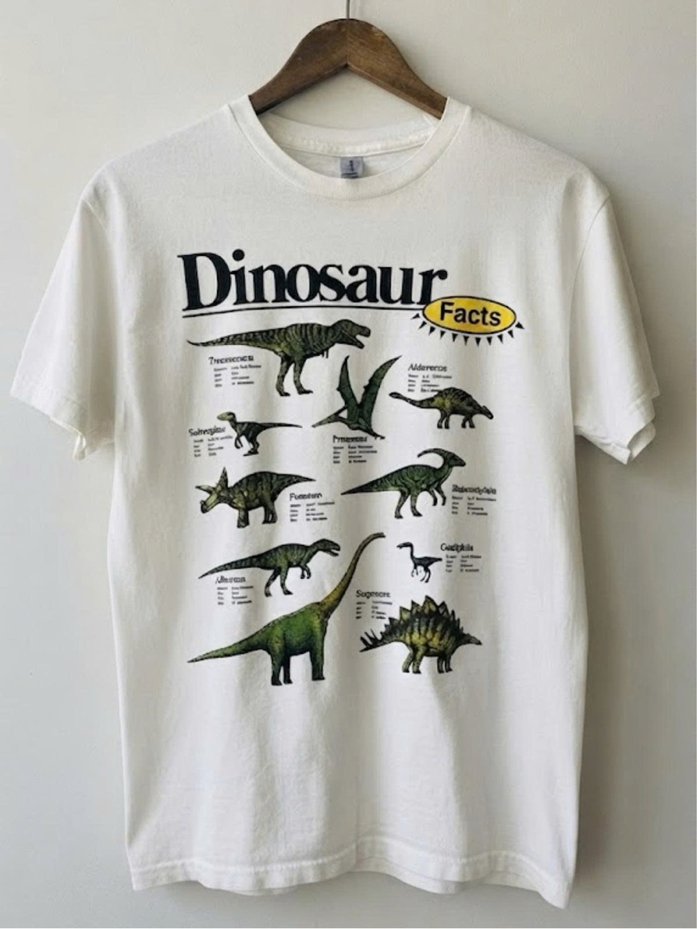 Gildan White 'Dinosaur Facts' Graphic Tee | Unisex Shirt